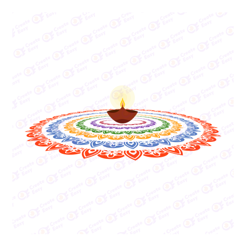 Flat Glossy Rangoli with Sparklers Vibrant Festival Flat icon free png image