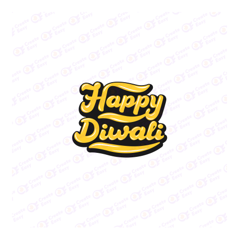 Happy Diwali Text Style Yellow Flat icon free png image