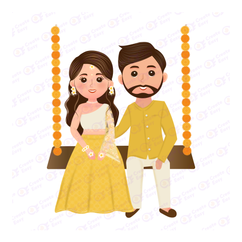 Indian Couple Wedding Flat icon free png image