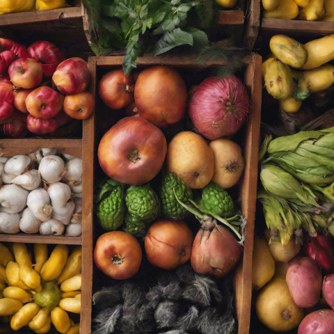 Fresh organic vegetables and fruit free png image