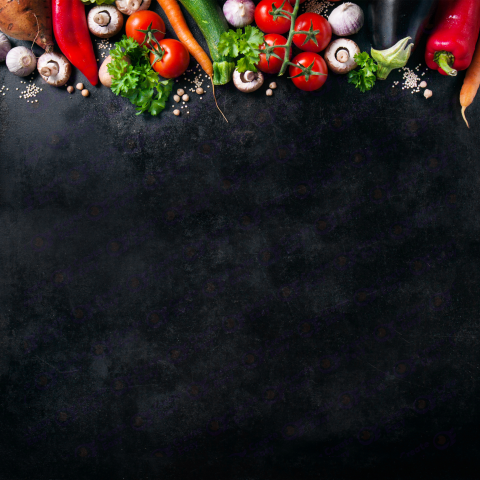 Food background on black kitchen table with fresh free png image