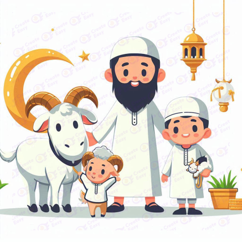 Cute Muslim Boy With Lamb For Eid Al Adha free png image