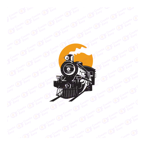 Old steam locomotive on rails free png image
