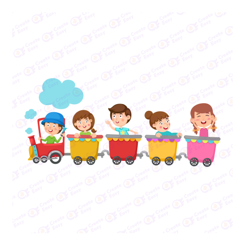 School kids riding train free png image