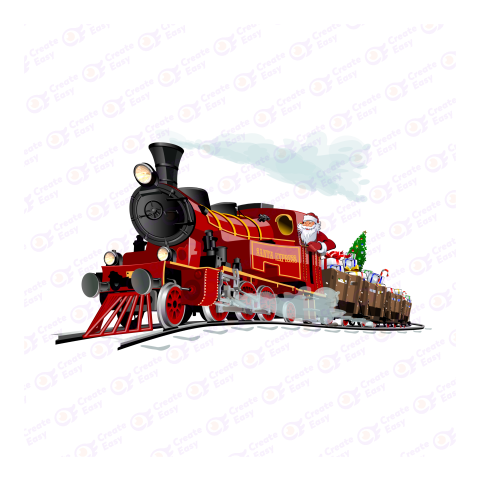 Vector Christmas Card with Cartoon Santa Express free png image