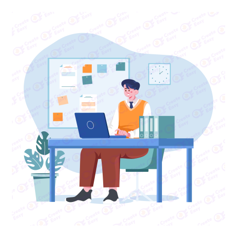 Businessman working in the office free png image