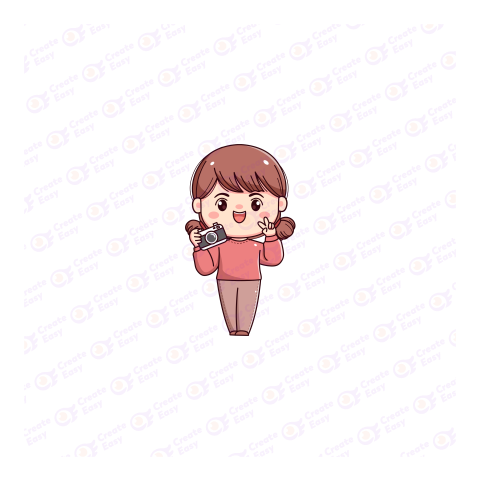 Cute girl carrying a camera free png image