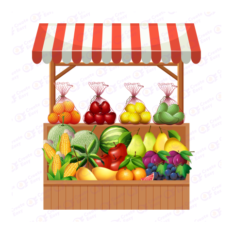 Vegetables supermarket stall fruits Flat icon free png image