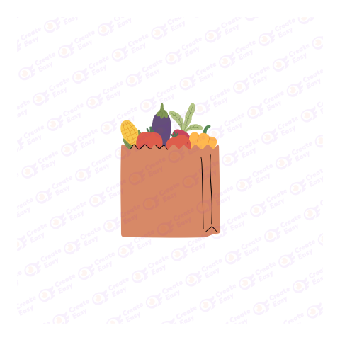 Fresh Vegetables in Paper Bag Flat icon free png image