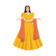 Girl in festival dress createeasy png