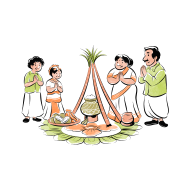 Pongal celebration with family createeasy png